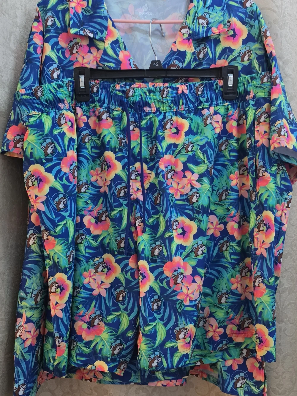 Buccees Tropical Floral Button-Up Shirt and Swim Trunks